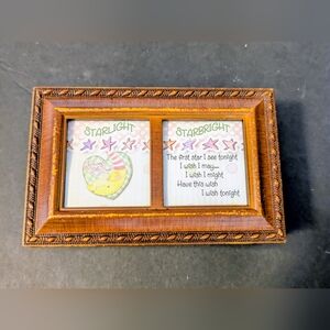 Music Box Wooden Double Picture Frame Brown Sankyo